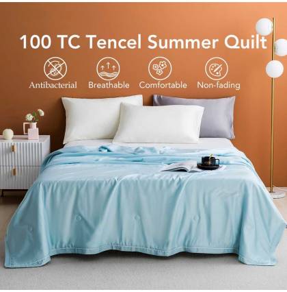 100S Tencel Naturally Breathable Summer Quilt Premium Plain Color Blanket Antibacterial Quilt 150x200cm/200x230cm