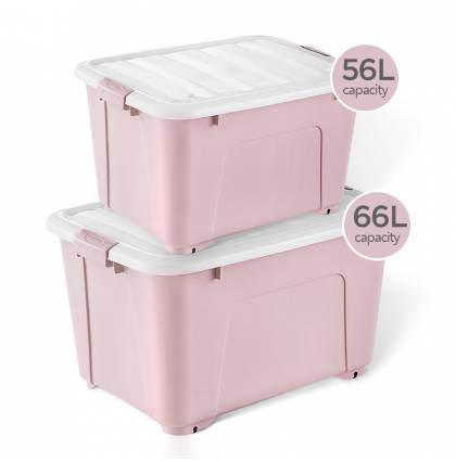 [2Pcs] 56L/66L  Movable Storage Box with Wheels Large and Sturdy Storage Organizer box