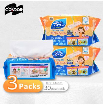 BUNDLE OF 3 Packs - Japan Condor Dry Wipes 30 Sheets/pack - Aller Fine