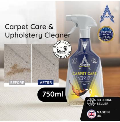 Astonish Specialist C6720 Carpet Care & Upholstery Cleaner Cleaning Fabric Spray Woolsafe Organization Accredited 750ml