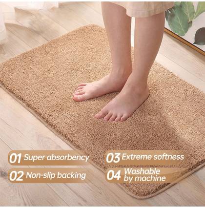 Bathroom Anti-slip Floor Mat Polyester Fiber Carpet Bath Rug Soft Door Non-slip Foot Cushion 40x60cm