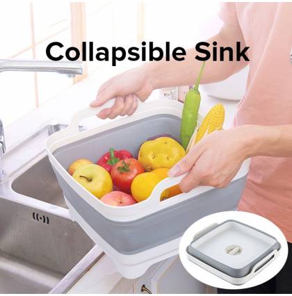 Collapsible Sink Drain Plug Carry Handles Wash Fruits Vegetable Dish Basin Foldable Kitchen
