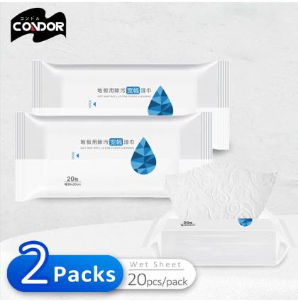 Bundle of 2 - Japan Condor Electrostatic Wet Wipes 20 Sheets Floor Cleaning Sheet Home Cleaning