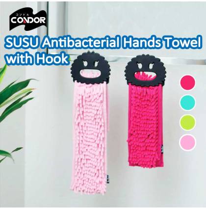 Japan Condor SUSU Microfiber Antibacterial Hands Towel with Hook Water Absorbent Soft Hand Towels