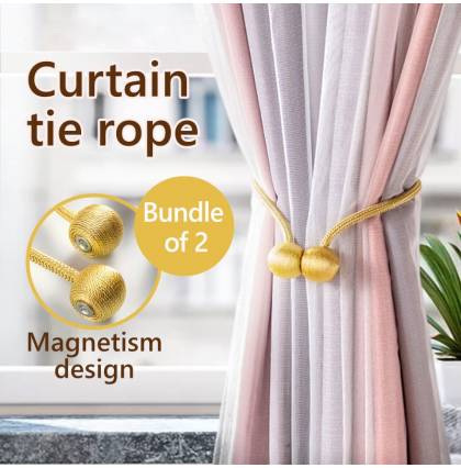 [Bundle of 2]Creative Magnetic Curtain Tie Rope Window Curtain Backs Tie Magic Household Decor Buckle