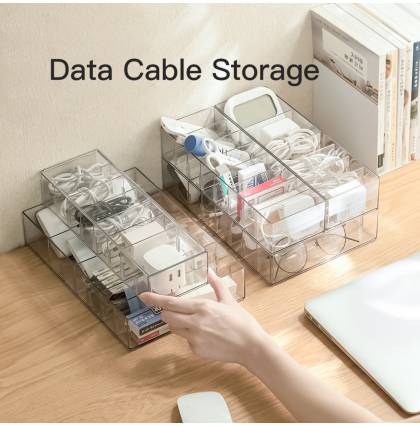 Data Cable Storage Box Charging Cable Organizer Transparent Multi-purpose Storage Box