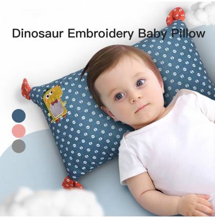 Dinosaur Embroidery Baby Child Pillow Cartoon Kids Buckwheat Husks Pillow Cotton Baby Bolster 3 Colors Available 30x50cm
