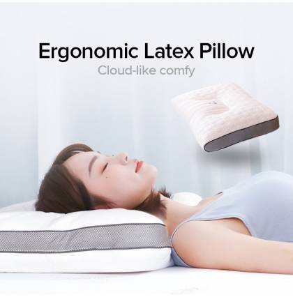 Ergonomic Latex Pillow NO.1 Popular Comfy Bed Neck Support Shoulder Pain Relieve Feather Cotton