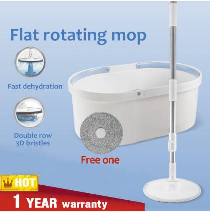 Farcent Flat Spin Mop Compact Dual-axis Spin Mop Set Stainless Steel Handle Lightweight Mop Bucket 1 year warranty