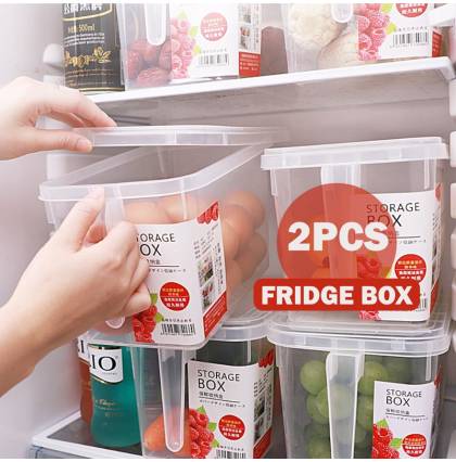 [2pcs]Food Grade Fridge Storage Box Kitchen Container Food Organizer 5L Storage Space/Dust-proof Lid/Portable Handle