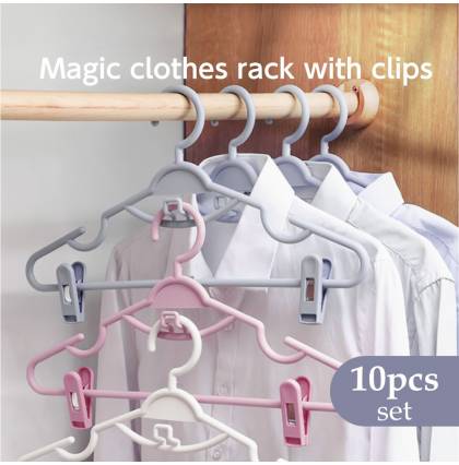 [10pcs] Magic Clothes Rack Multi-purpose Hanger Non-slip Clips Clothing Hanger Superimposed Hook Hanger