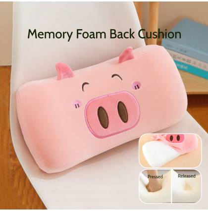 Memory Foam Back Cushion Cute Animal Bolster High Elasticity Lumbar Support Pillow Driving Home Office Back Cushion