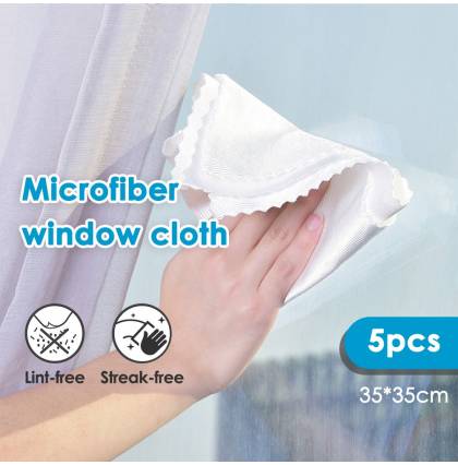 [5pcs] Microfiber Window Cloth/Glass Mirror polishing Eco Cleaning Cloth(Chemical-Free)