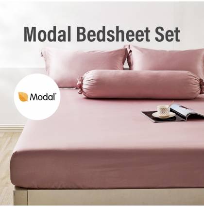 Modal High-end Fitted Bedsheet Set Breathable Bedsheet Pillowcase & Bolster Case Single/Super Single/Queen/King