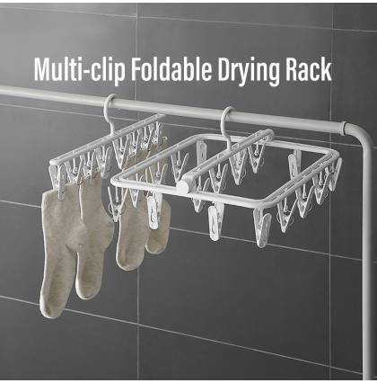 Multi-clip Foldable Drying Rack Underwear Sock Drying Hanger ABS Multi-purpose Clothes Hanger Pegs