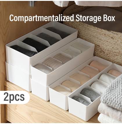 [2pcs/set] Multi-compartment Organizer PP Compartmentalized Storage Box Socks Pants Container