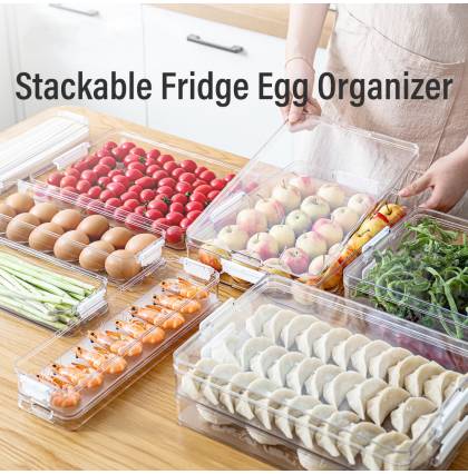 Multi-purpose Stackable Fridge Egg Organizer Refrigerator Drawer Container Kitchen Food Storage Box Fresh-keeping Box