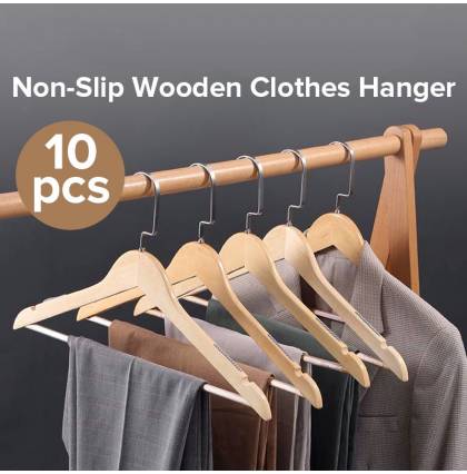 [10pcs]Non-Slip Wooden Clothes Hanger Convenient Trouser Bar Suit Jeans Pants Coat Shirts Storage
