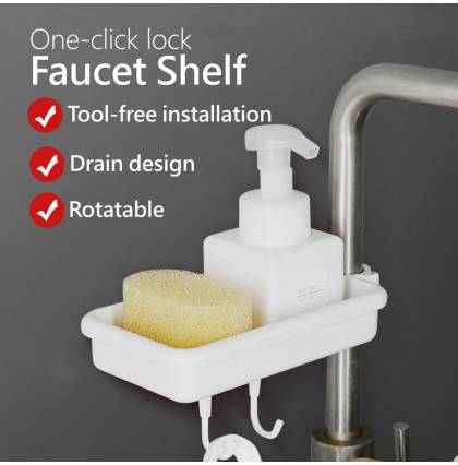 KOREA DeHUB One-click Lock Faucet Shelf Round Water Pipe Rack Ratatable Kitchen Faucet Shelf Sink Shelf Faucet