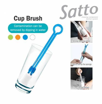 [2pcs] Japan Condo Satto Clip Sponge Cup Brush with Handle Cleaning