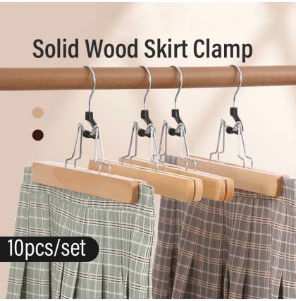 [10pcs/set]Solid Wood Skirt Clamp Higt-grade Pants Rack Multi-purpose Clothes Rack 17x25cm