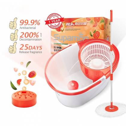 SupaMop F103 Trendy Spin Mop Set Release Grapefruit Fragrance/1 Year Warranty/99.9% Antibacterial