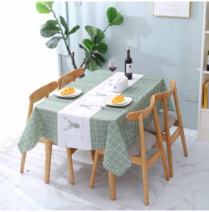 Tablecloth Waterproof and Odorless Rectangular Table Cloth Oil-proof Household PEVA Coffee Table Tablecloth 180x137cm