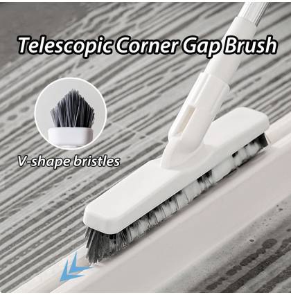 Telescopic Corner Gap Brush Toilet Floor Corner Window Cleaning Scrub V-shape Bristles Cleaning Tool